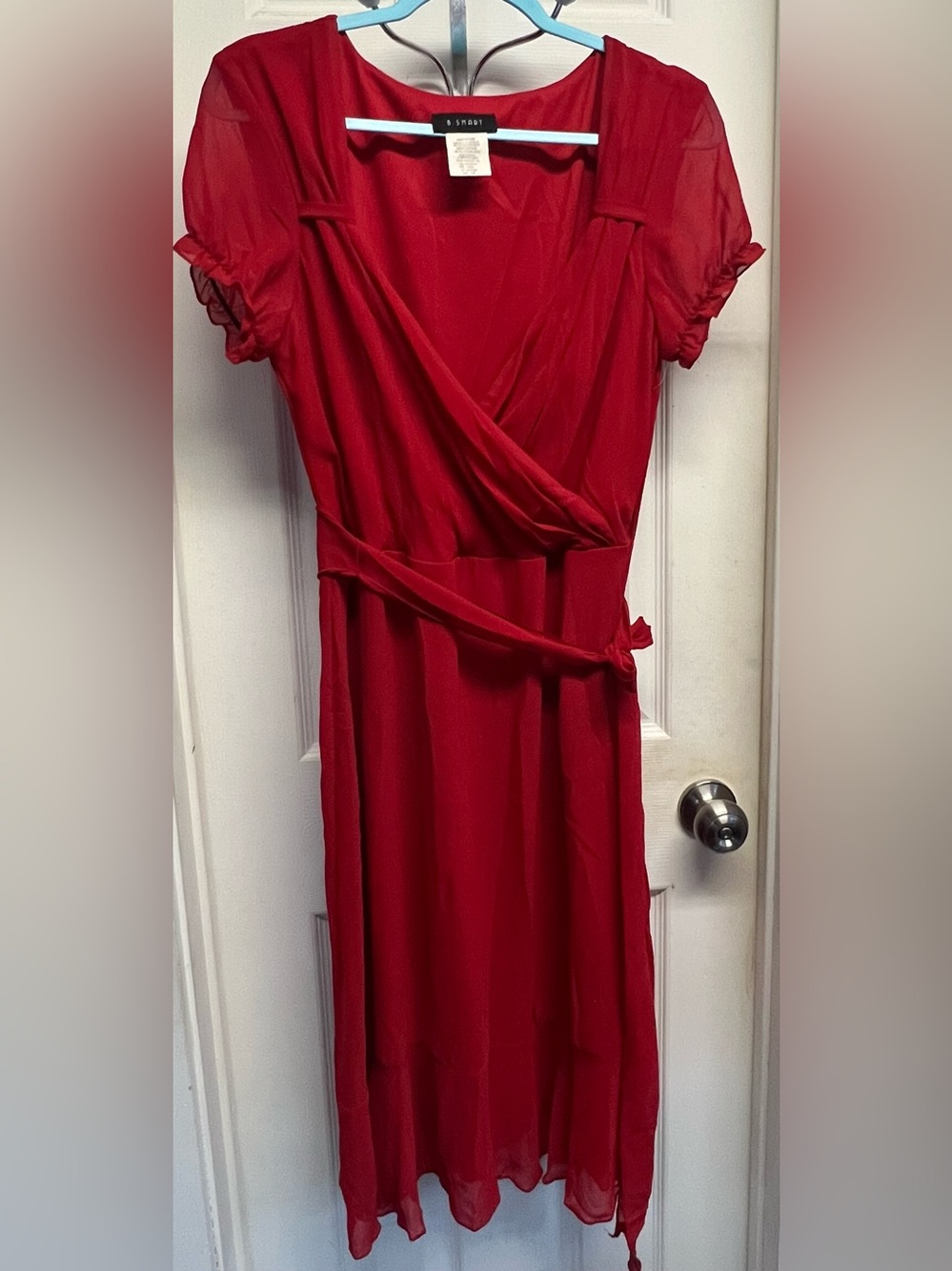 Red Wrap Midi Dress